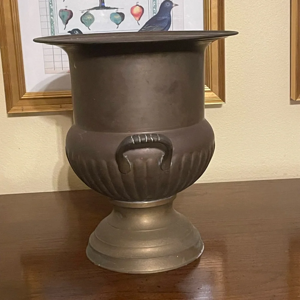 Romantically French Vintage Brass champagne bucket or decorative vase - Picture 3 of 10